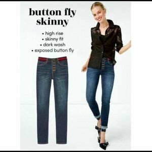CABI Women’s Dark Wash Button Fly High Rise Skinny Jeans Size 2 Style #3751